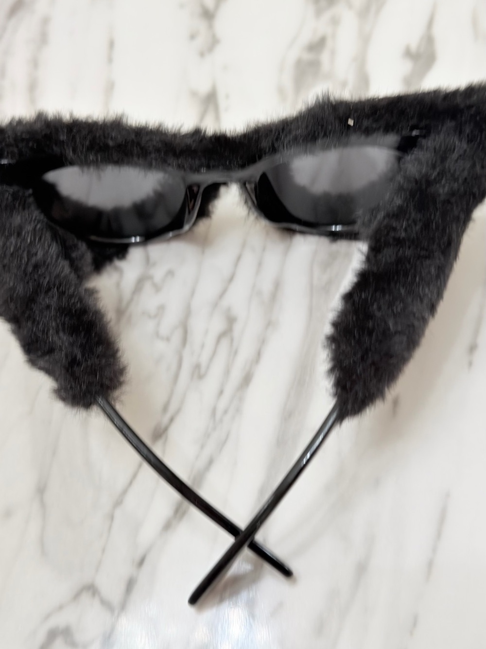 Black Fuzzy Cat Sunglasses - Plush Pet Accessory - Picture 5 of 9